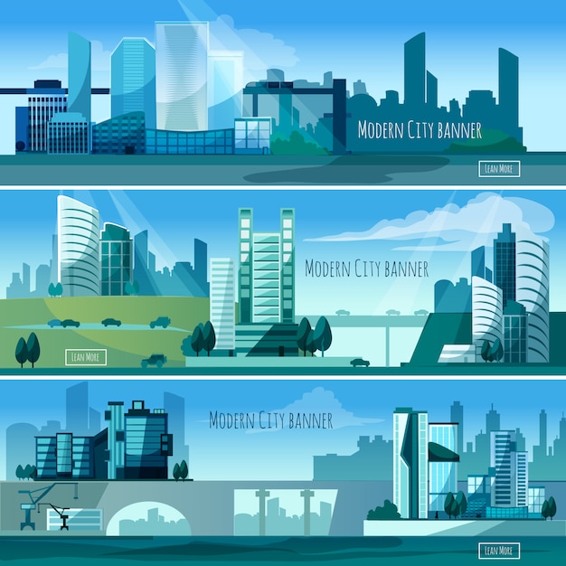 Free Vector modern cityscapes banners