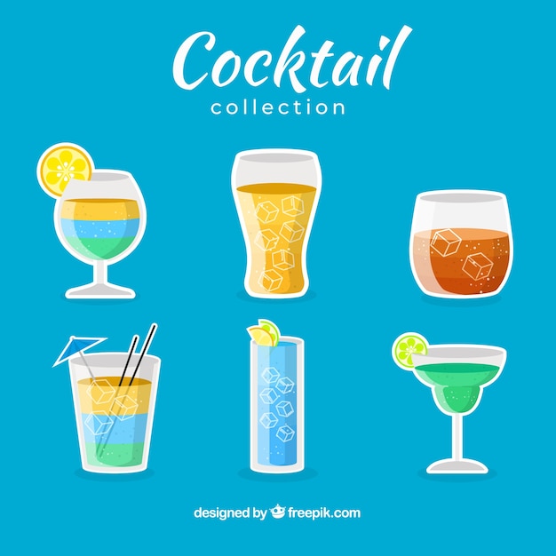 Free Vector modern cocktail collection with flat design