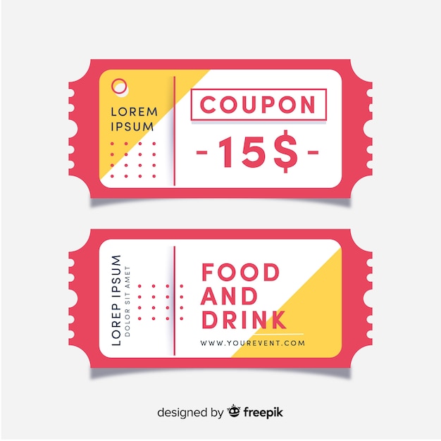 Free vector modern coupon template with flat design