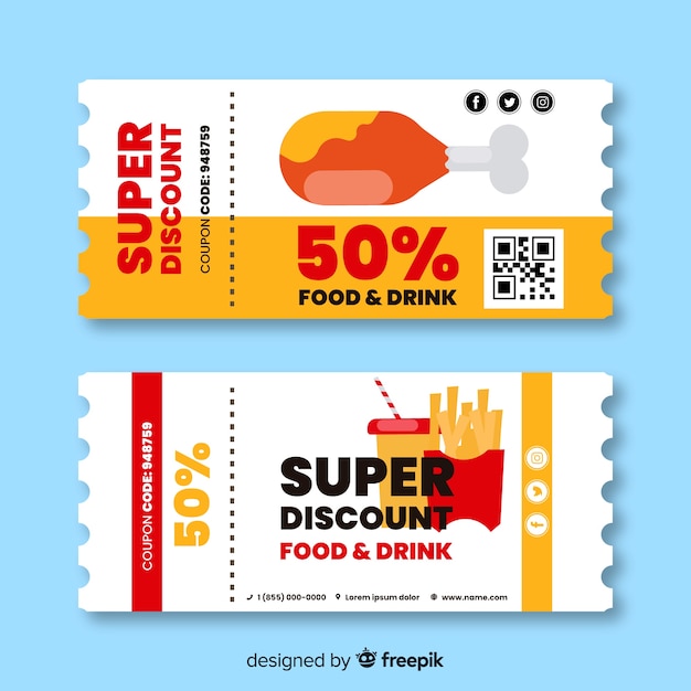 Free vector modern coupon or voucher  template design