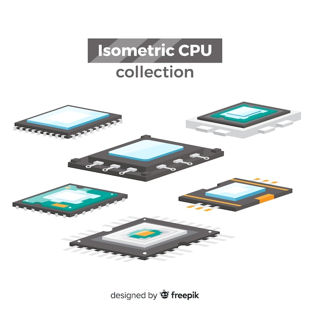 Free Vector modern cpu collection with isometric view