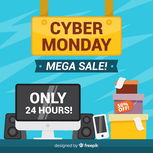 Free Vector modern cyber monday composition with flat design