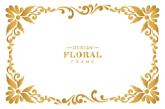 Free Vector modern decorative luxury golden floral frame on white background