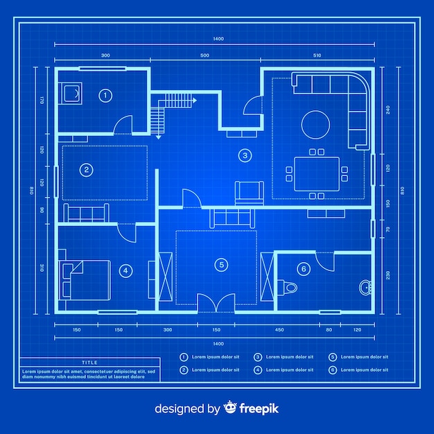 Free Vector modern design blueprint of a house