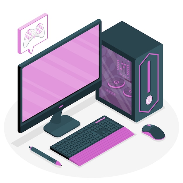 Modern desktop computer concept illustration