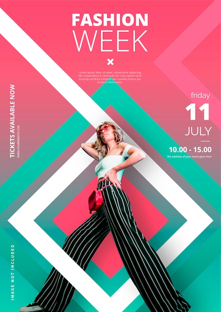 Free vector modern fashion week poster template