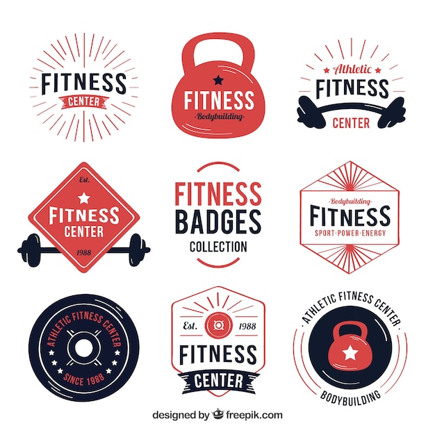 Free Vector modern fitness badge set