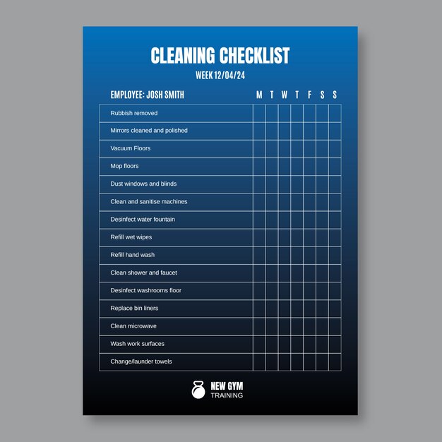 Modern gradient new gym cleaning checklist