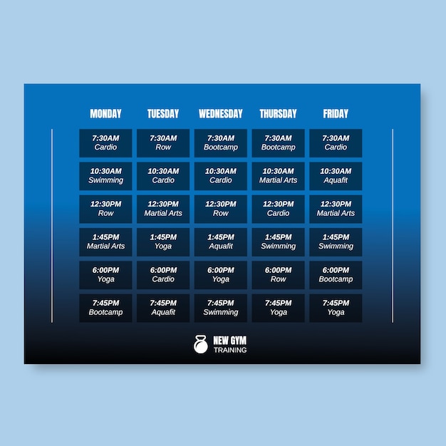 Modern gradient new gym schedule