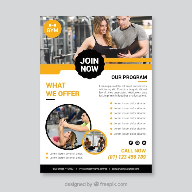 Modern gym flyer template