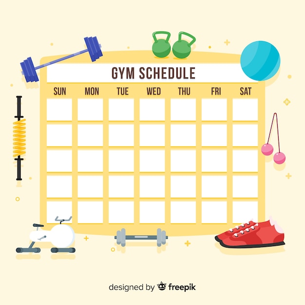 Free Vector modern gym schedule template with flat design