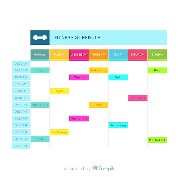 Free Vector modern gym schedule template with flat design