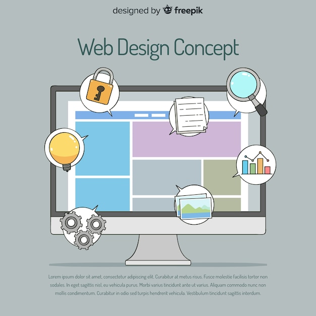 Free Vector modern hand drawn web design concept