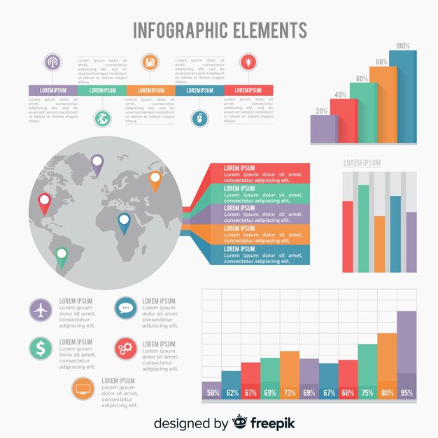 Modern infographic element collection with flat design