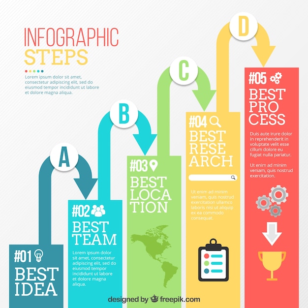 Free Vector modern infographic steps with arrows