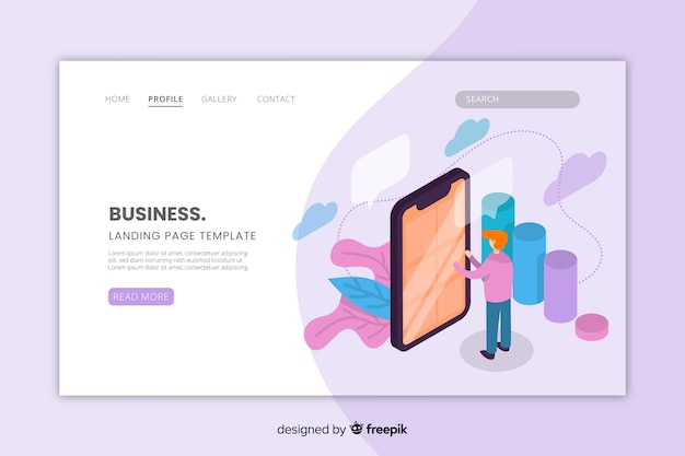 Free vector modern isometric business landing page