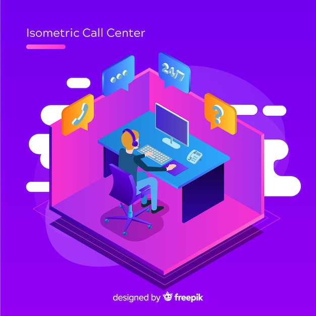 Modern isometric call center concept