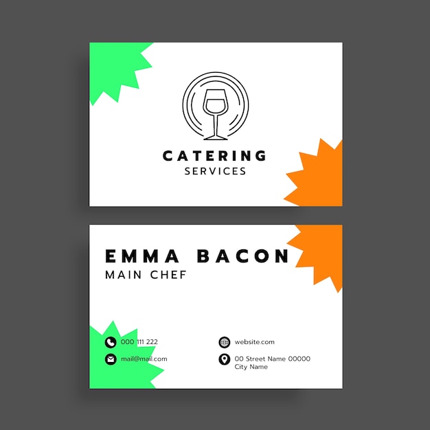 Modern linear professional catering business card template