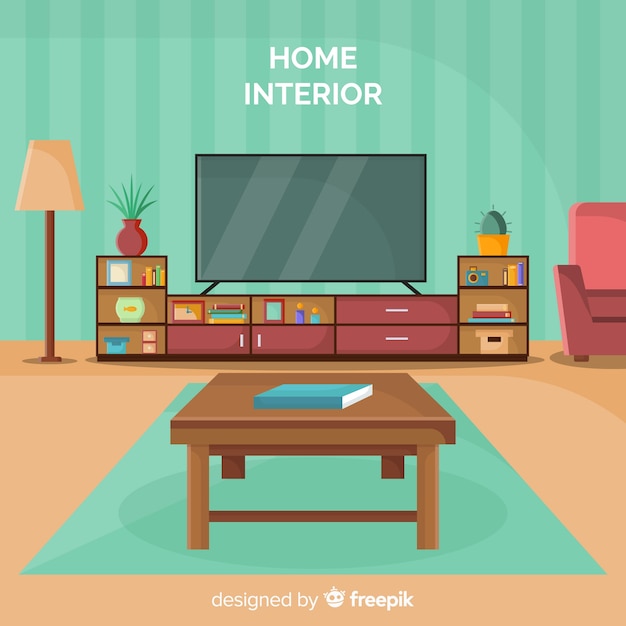 Free Vector modern living room with flat design