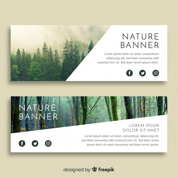 Free Vector modern nature banners with photo