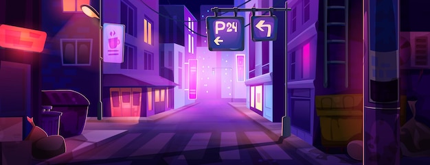 Free Vector modern neon city street at night