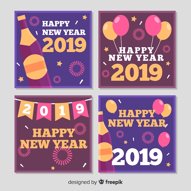 Modern new year party card collection