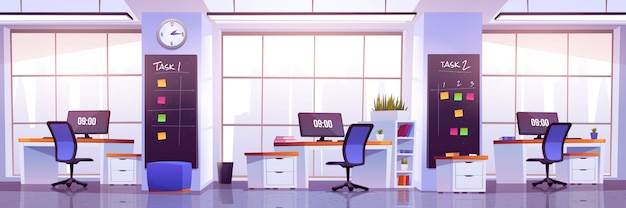 Modern office interior, open space workplace