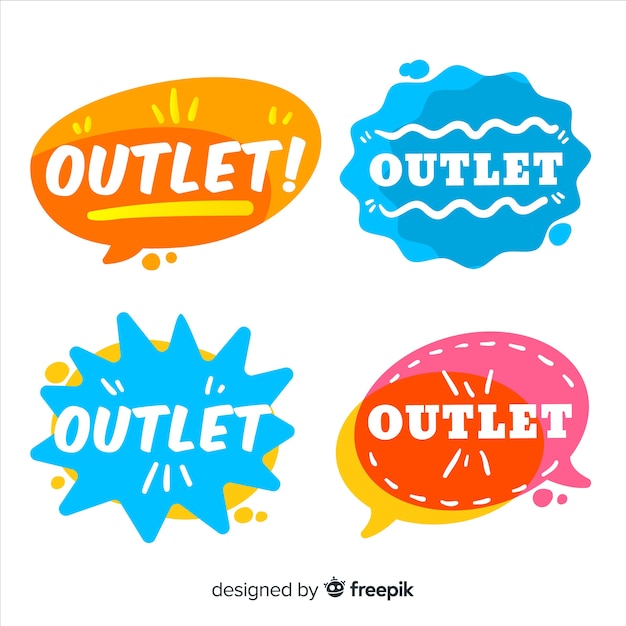 Free Vector modern outlet badge collection with flat design