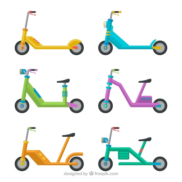 Free Vector modern pack of electric scooters