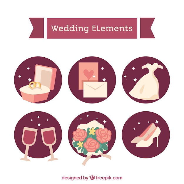 Free Vector modern pack of lovely wedding elements