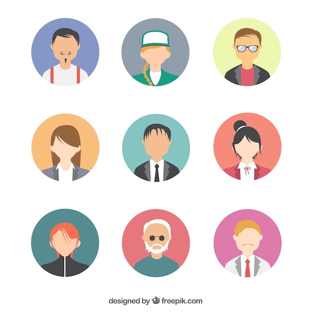 Free Vector modern people avatars pack