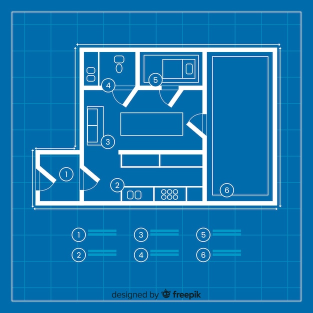 Free Vector modern project of blueprint house