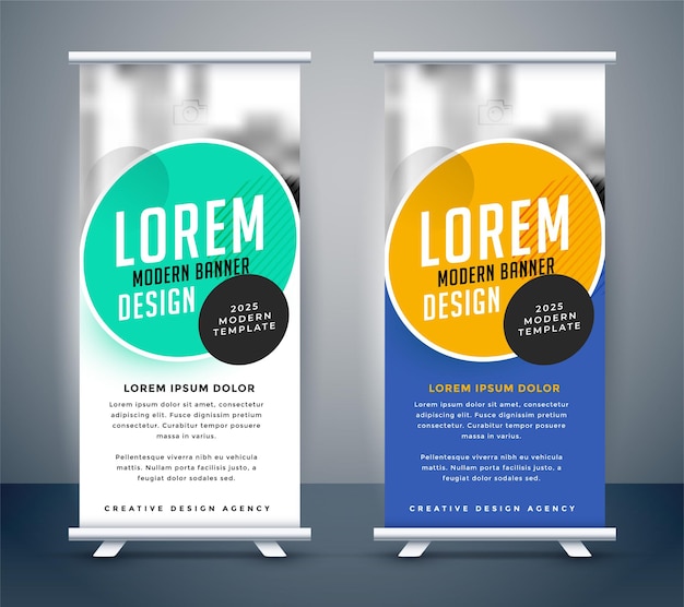 Free Vector modern roll up standee banner template design