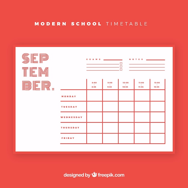 Modern school timetable