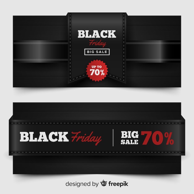 Free Vector modern set of black friday banners with realistic design