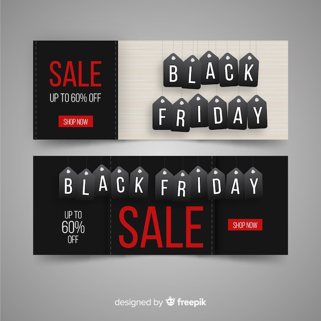 Free Vector modern set of black friday banners with realistic design