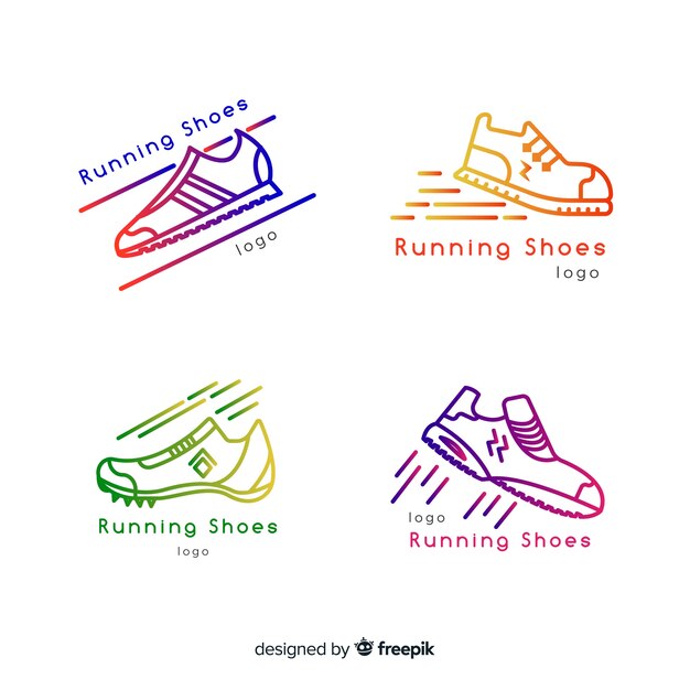 Modern set of colorful shoe logos