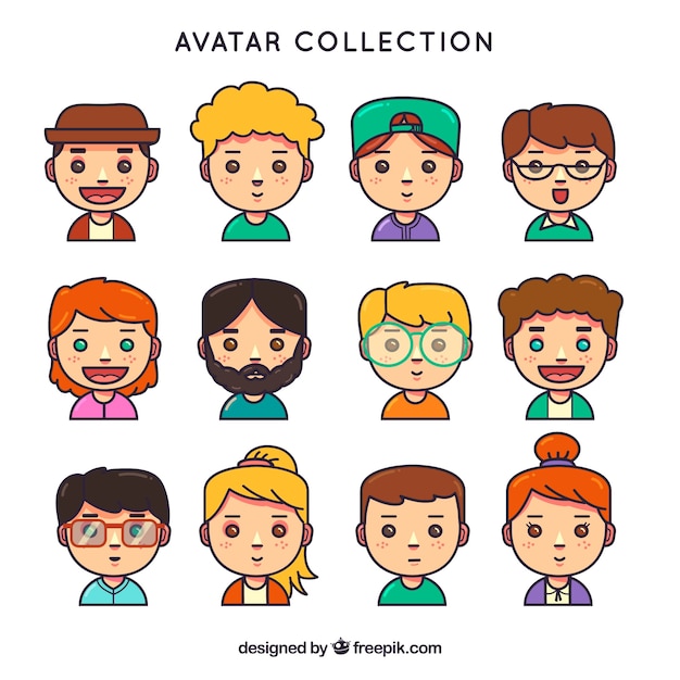 Free Vector modern set of cute avatars