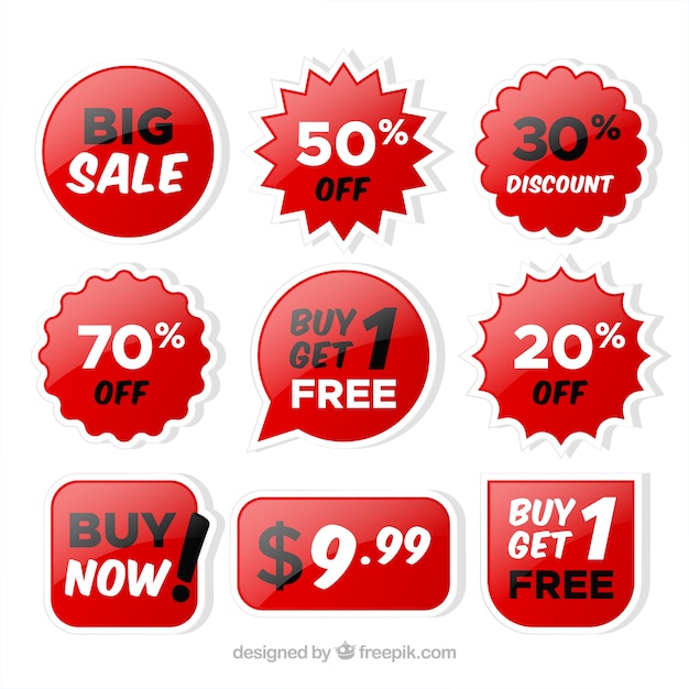 Free Vector modern set of shiny discount stickers