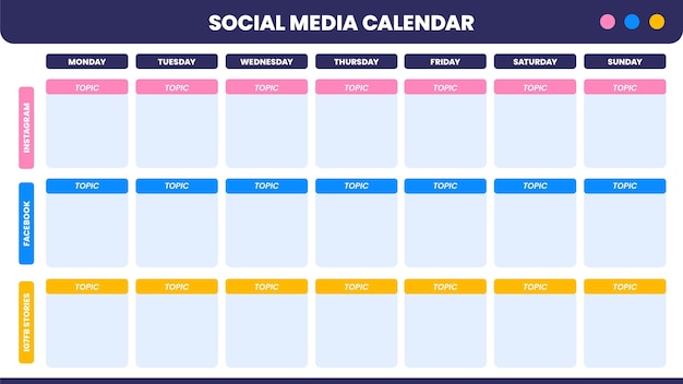 Modern simple social media content calendar