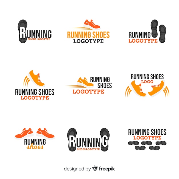 Free vector modern sport shoes logo template collection