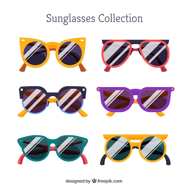 Modern sunglasses collection in flat style