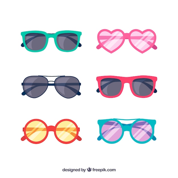 Free vector modern sunglasses collection in flat style