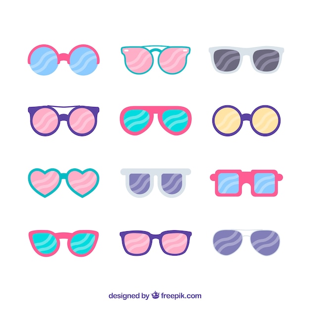 Free vector modern sunglasses collection in flat style