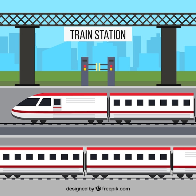 Free vector modern train station in flat design