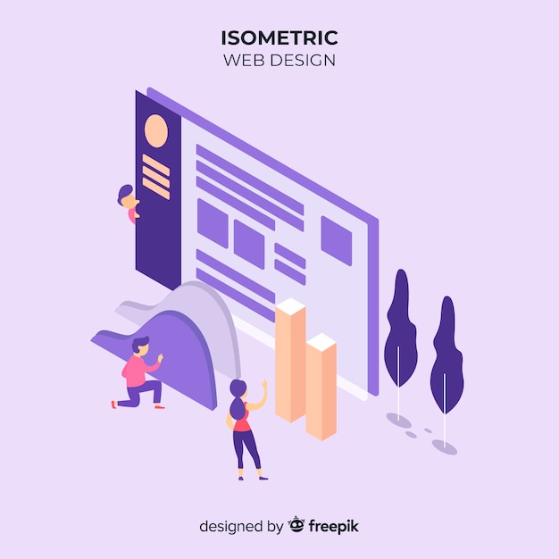 Modern web design concept with isometric view