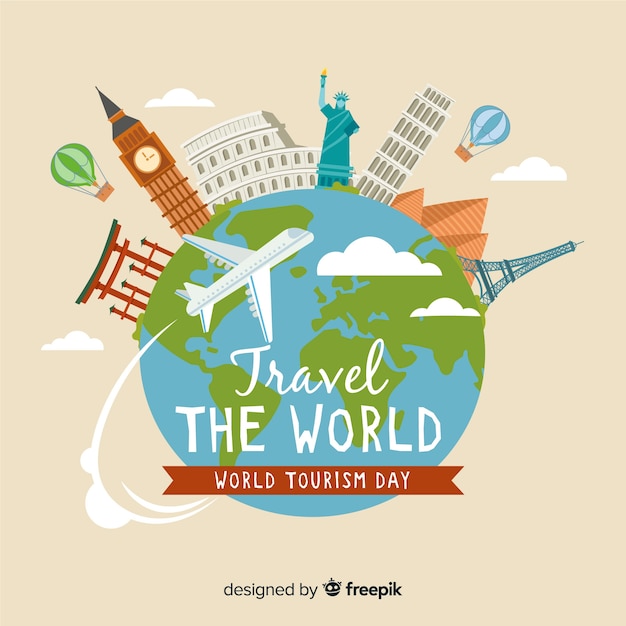 Free Vector modern world tourism day composition with flat design