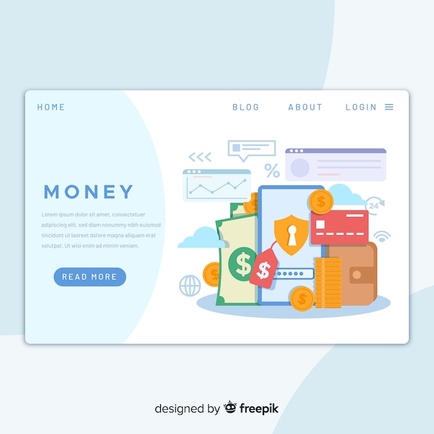 Free Vector money concept landing page