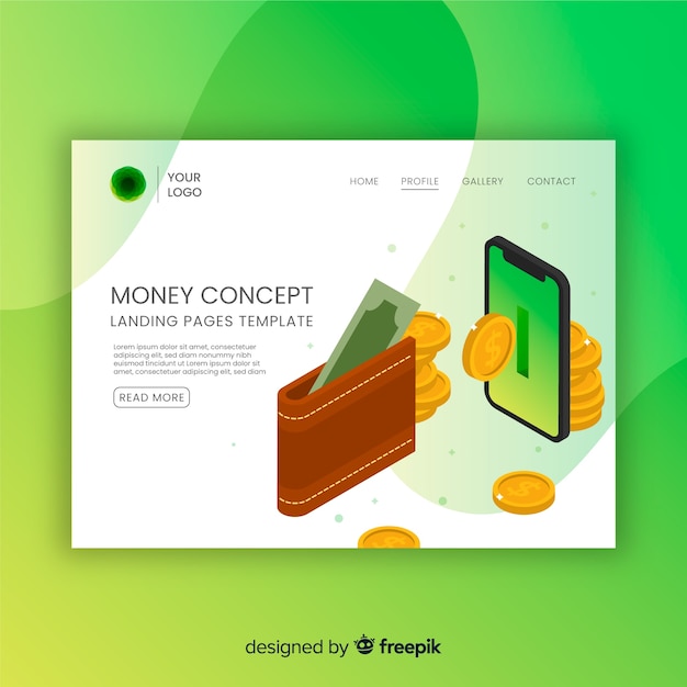 Free Vector money concept landing page