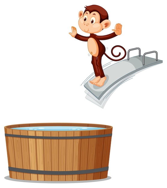 Free Vector monkey jumping on diving board